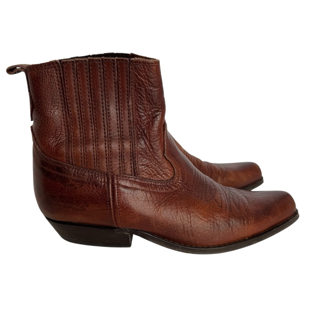 Joe Sanchez Leather Cowboy Ankle Boots Womens EU 38 US 7.5 Brown Short Western